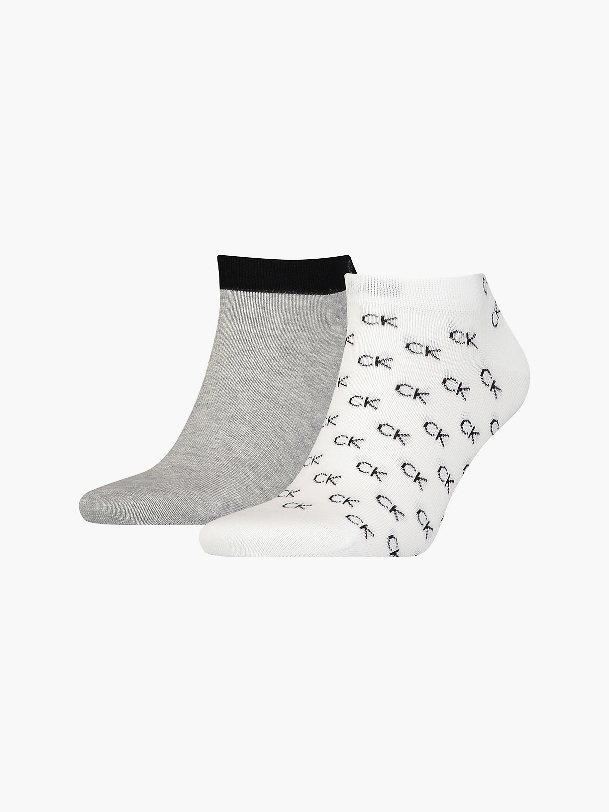 WHITE Pack de 2 pares de calcetines tobilleros con logo de hombre CALVIN KLEIN
