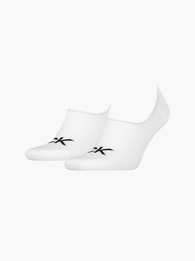 white 2 pack logo invisible socks for men calvin klein