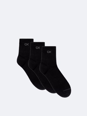 lot de 3 paires de socquettes en coton peigné doux black pour hommes calvin klein