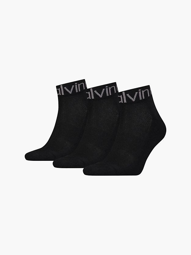 black 3 pack logo ankle socks for men calvin klein
