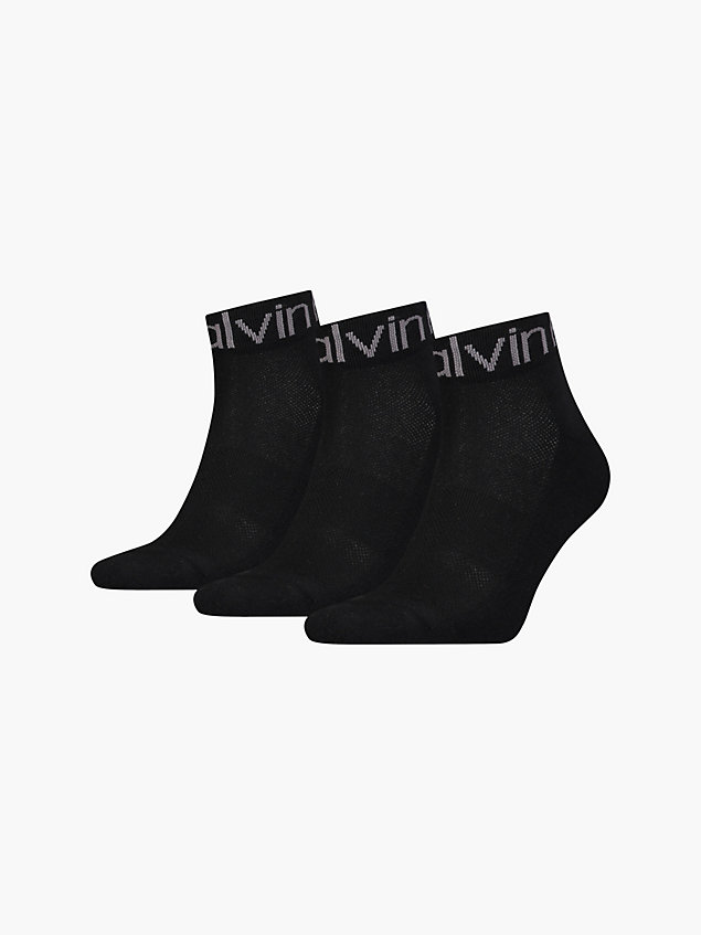 lot de 3 paires de chaussettes de cheville avec logo black pour hommes calvin klein