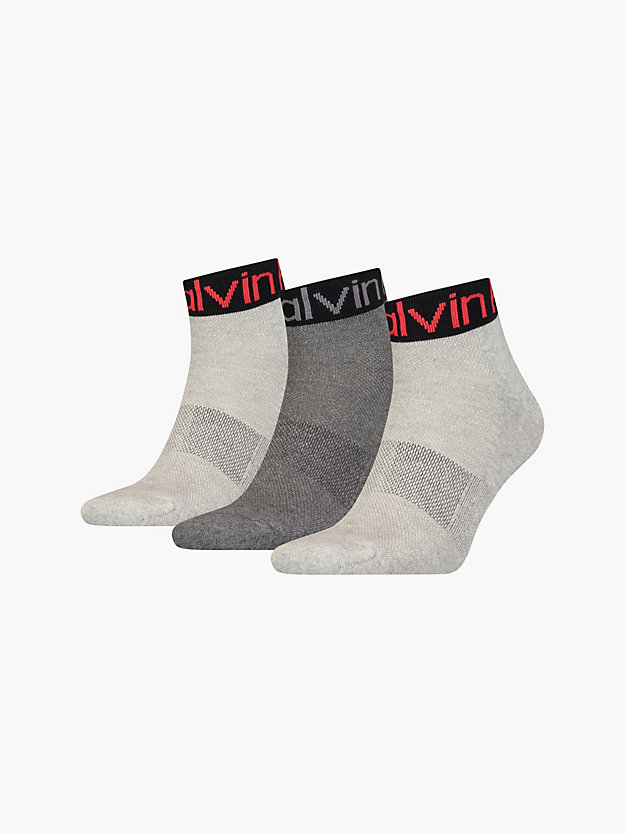 grey combo 3 pack logo ankle socks for men calvin klein