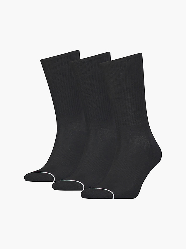 black 3 pack crew socks for men calvin klein