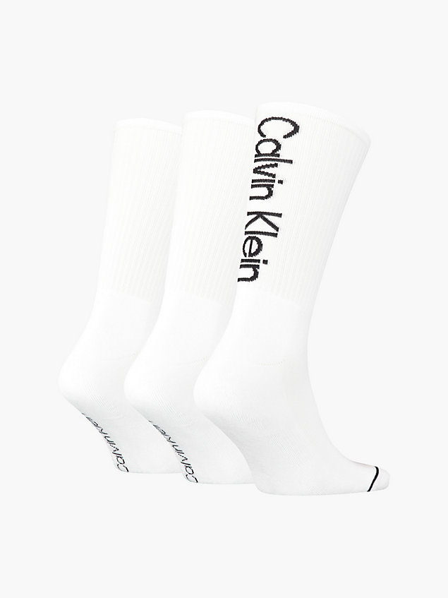 white 3-pack crew sokken voor heren - calvin klein