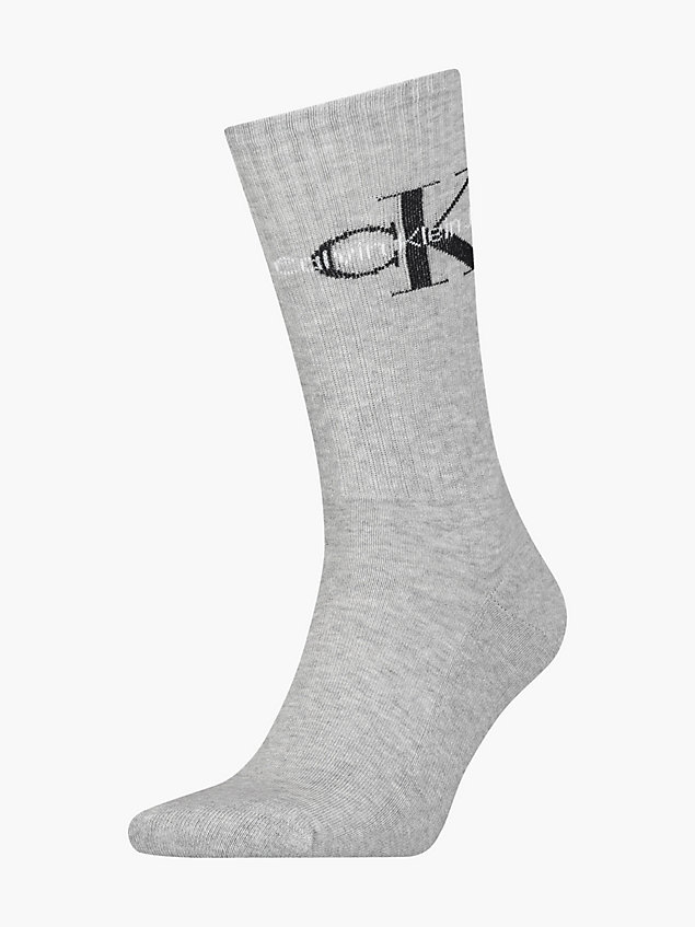 grey logo crew socks for men calvin klein jeans