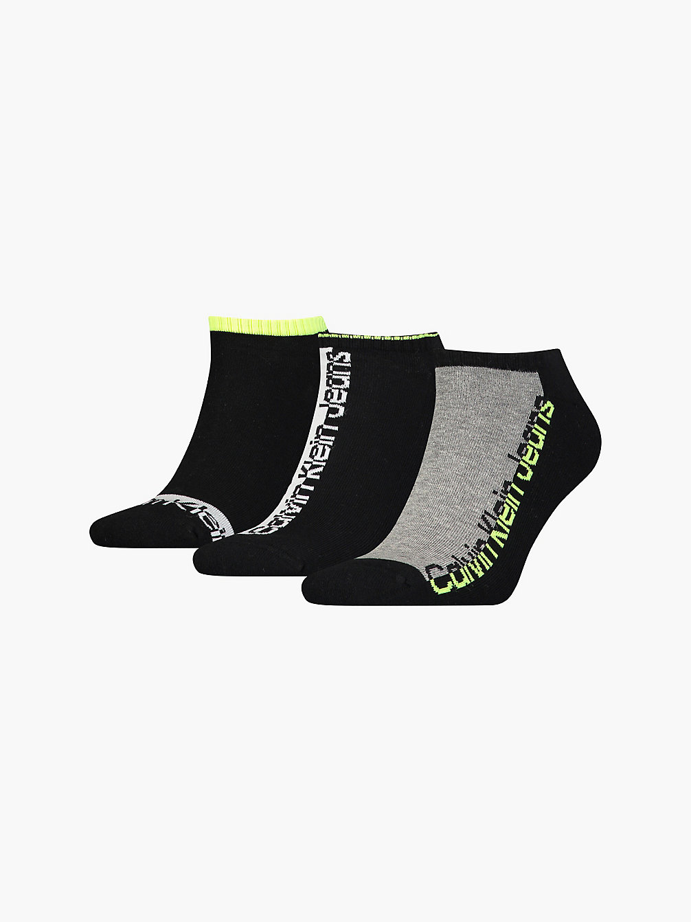 BLACK 3 Pack Logo Ankle Socks undefined men Calvin Klein