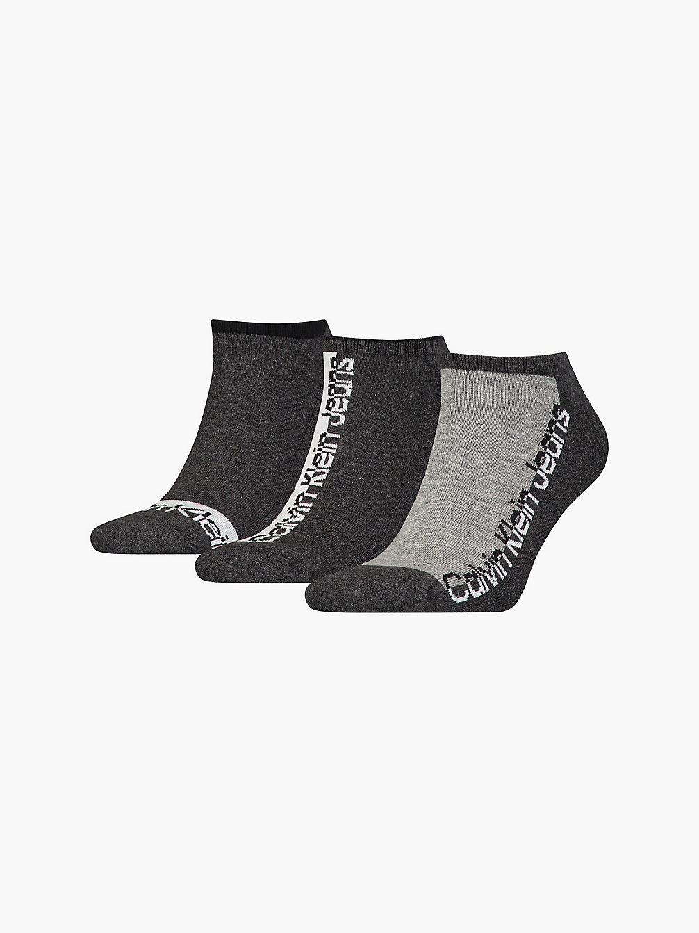 DARK GREY MELANGE 3 Pack Logo Ankle Socks undefined men Calvin Klein