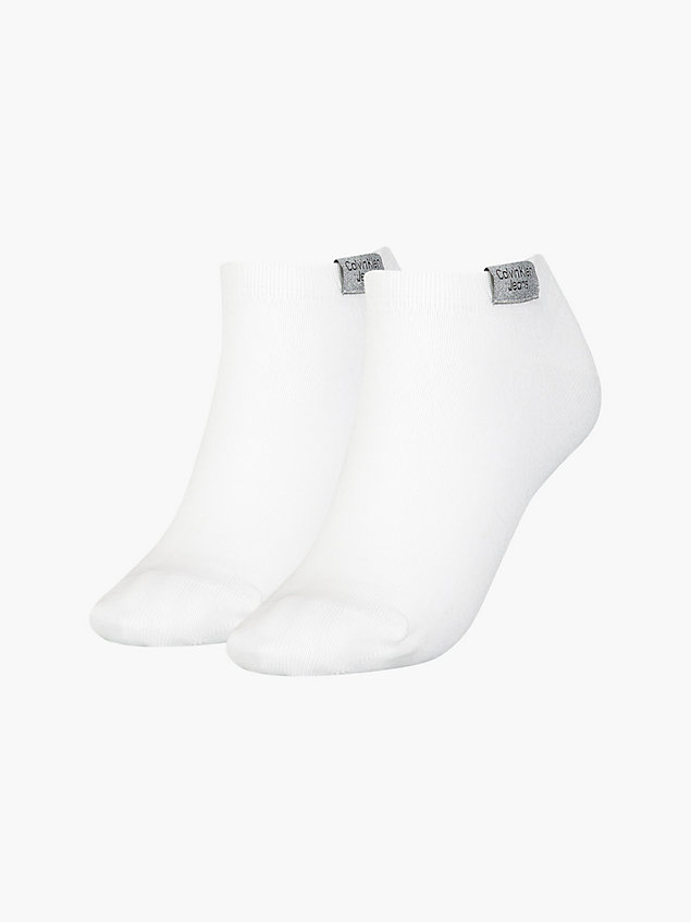 white 2-pack enkelsokken met logo voor dames - calvin klein jeans