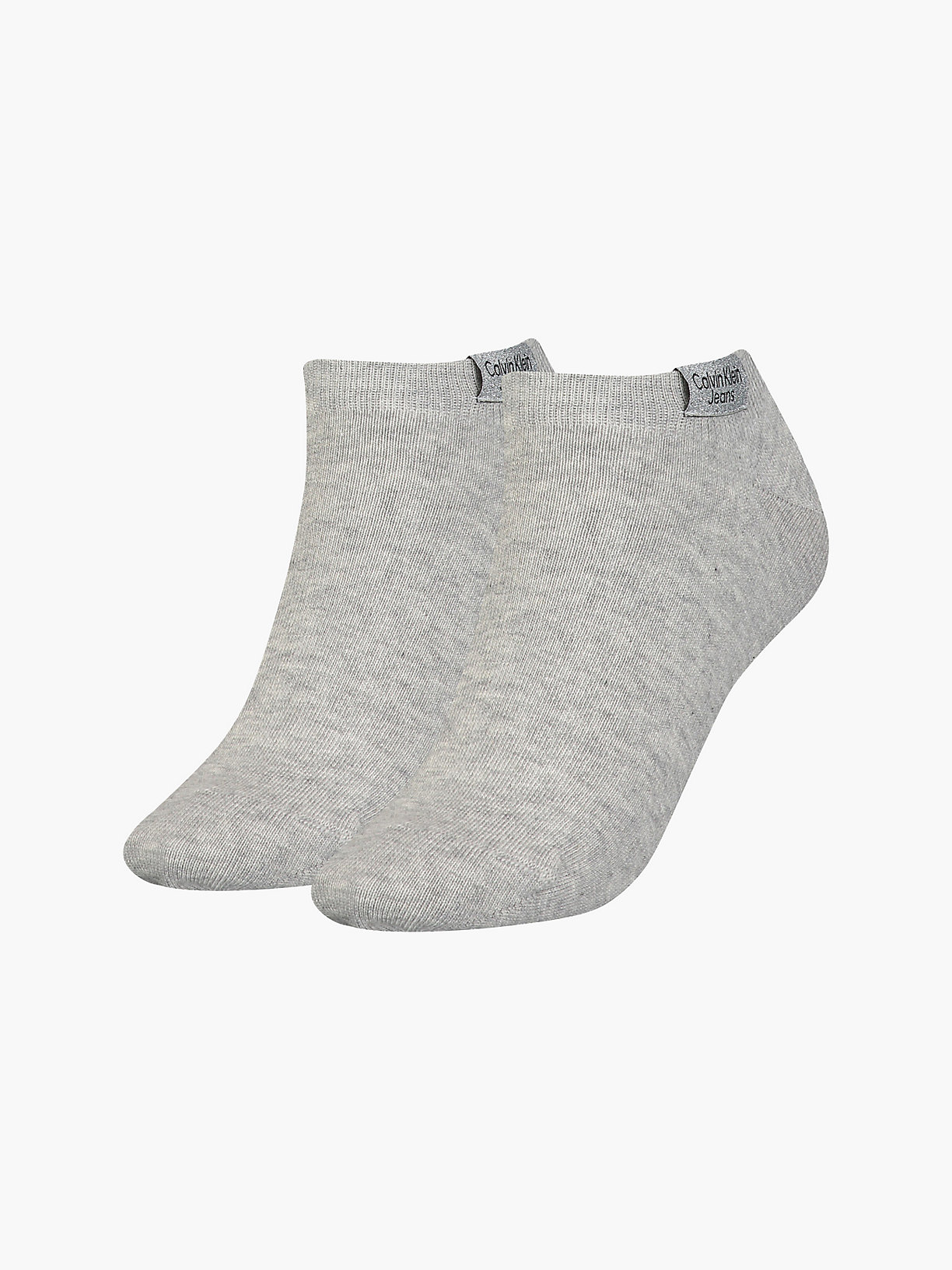 LIGHT GREY MELANGE Pack de 2 pares de calcetines tobilleros con logo de mujer CALVIN KLEIN JEANS