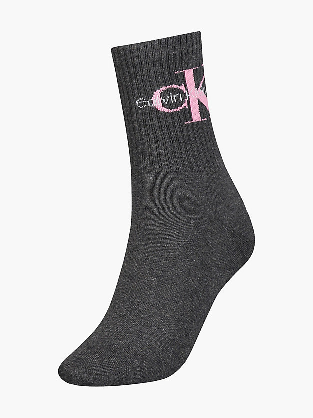 dark grey melange logo crew socks for women calvin klein jeans