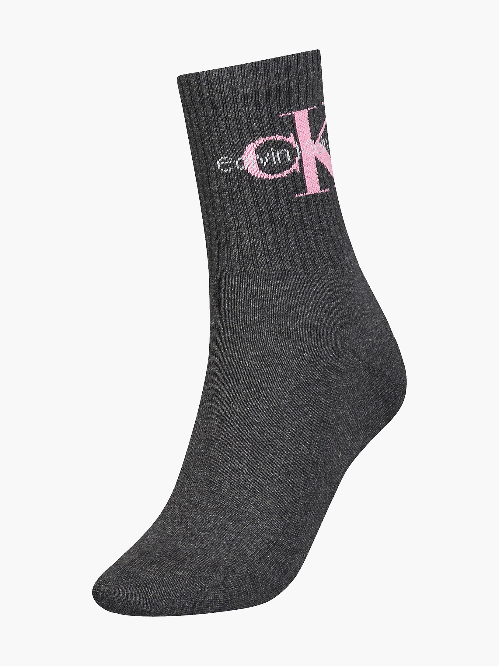 Dark Grey Melange Logo Crew Socks undefined women Calvin Klein