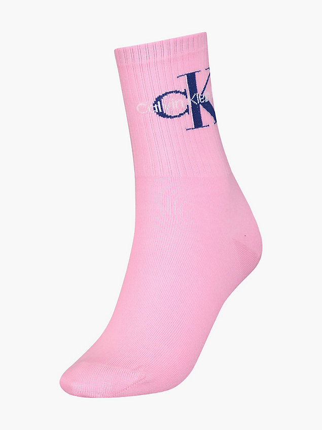pink logo crew socks for women calvin klein jeans