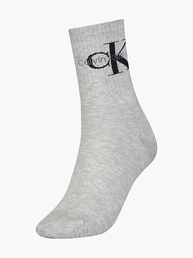 grey logo crew socks for women calvin klein jeans