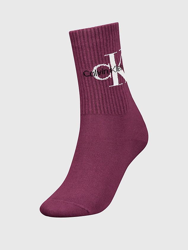 purple logo crew socks for women calvin klein jeans