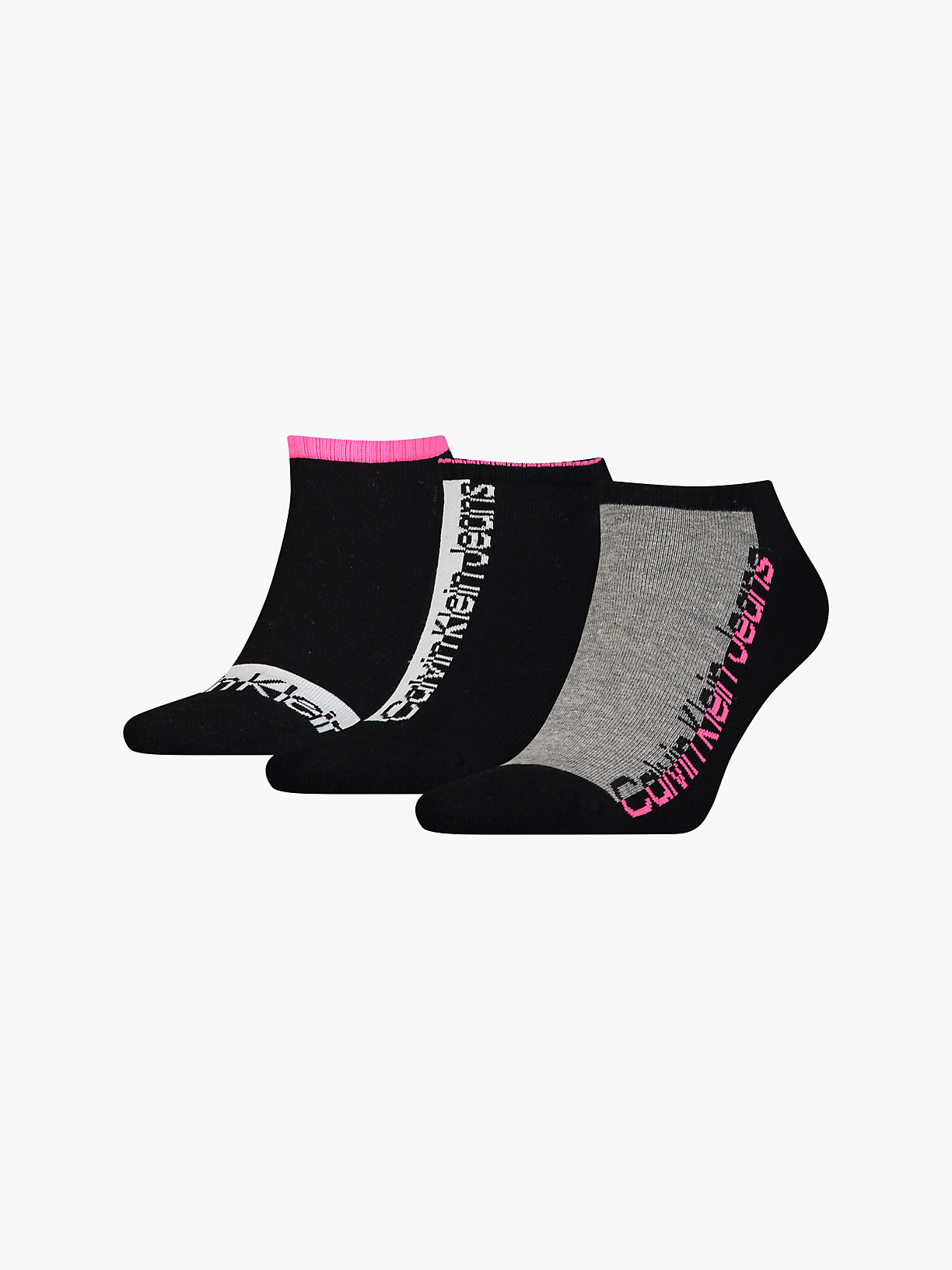 BLACK Pack de 3 pares de calcetines tobilleros con logo de mujeres CALVIN KLEIN JEANS