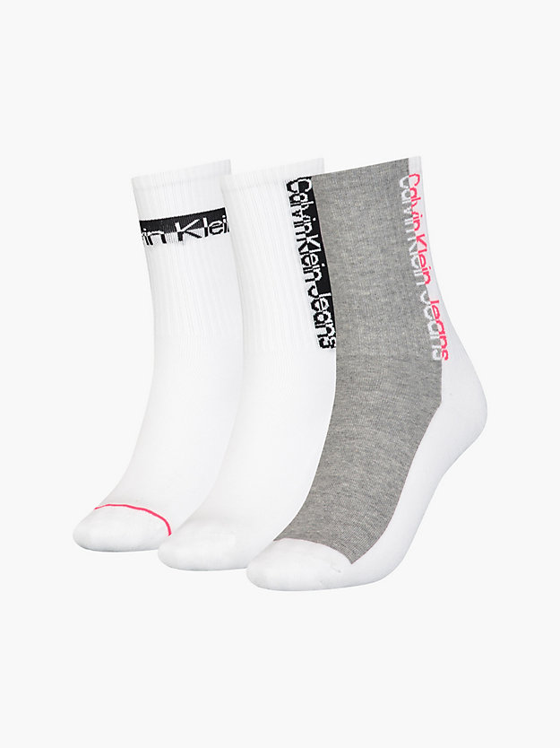 WHITE Pack de 3 pares de calcetines de deporte con logo de mujer CALVIN KLEIN JEANS