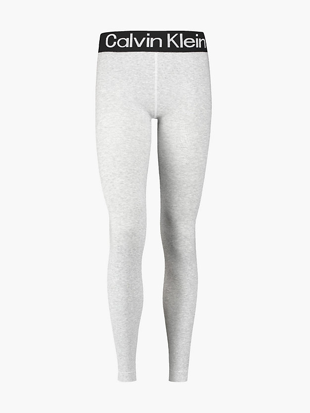 light grey melange logo-leggings für damen - calvin klein