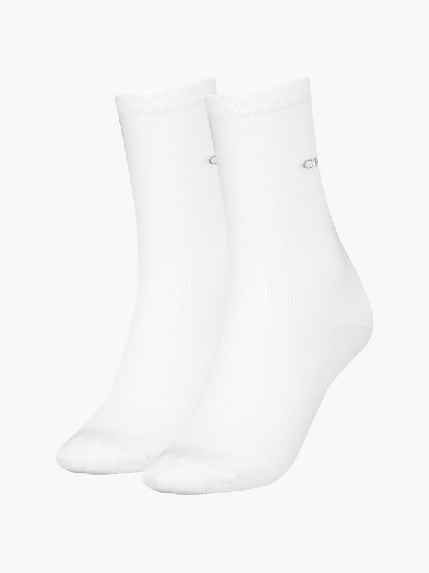 white 2 pack crew socks for women calvin klein
