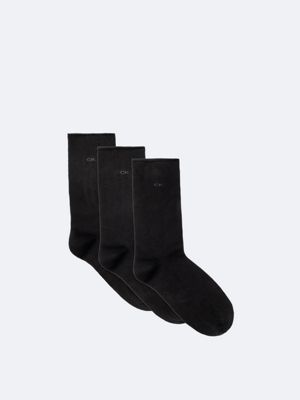 black 3er-pack rolltop-crew-socken aus weich gekämmter baumwolle für damen - calvin klein