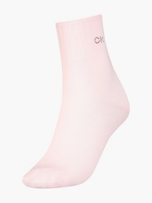 CALVIN KLEIN 2 paires Chaussettes Femme Coton CLASSIC Rose Gris