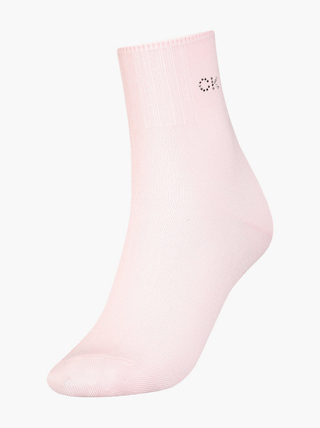 pink crystal logo knöchelsocken für damen - calvin klein
