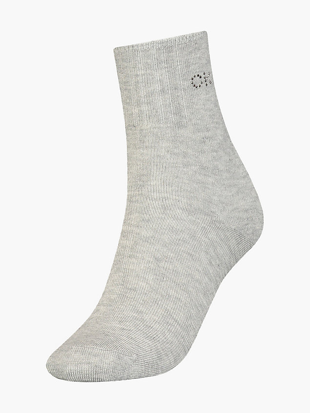 grey crystal logo crew socks for women calvin klein