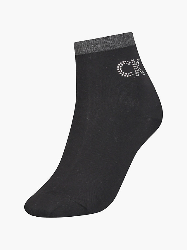 Black Crystal Logo Crew Socks undefined women Calvin Klein