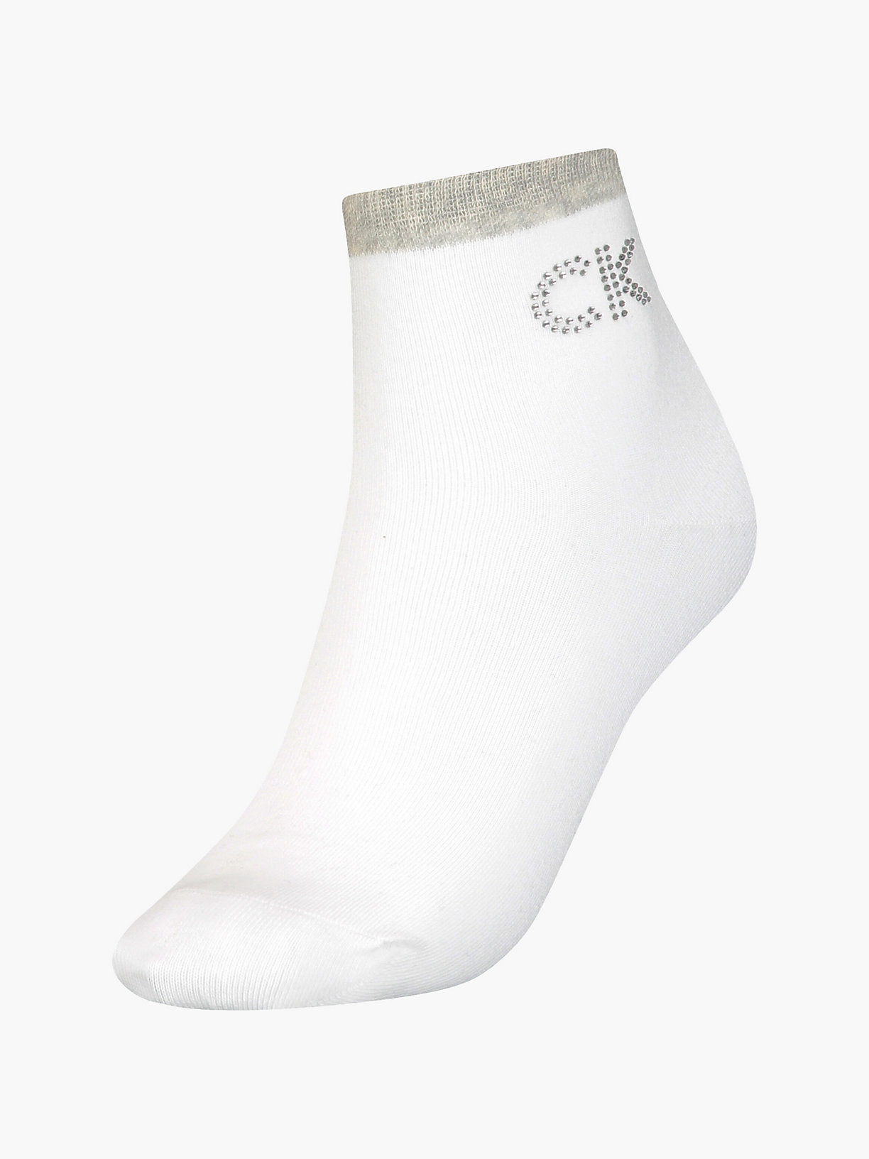 WHITE Crystal Logo Crew Socks for women CALVIN KLEIN