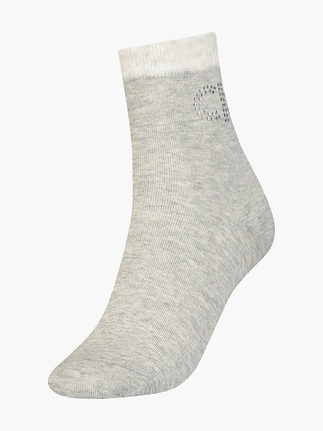 grey crystal logo crew socks for women calvin klein
