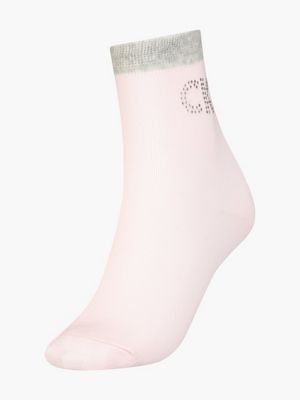 pink crystal logo knöchelsocken für damen - calvin klein