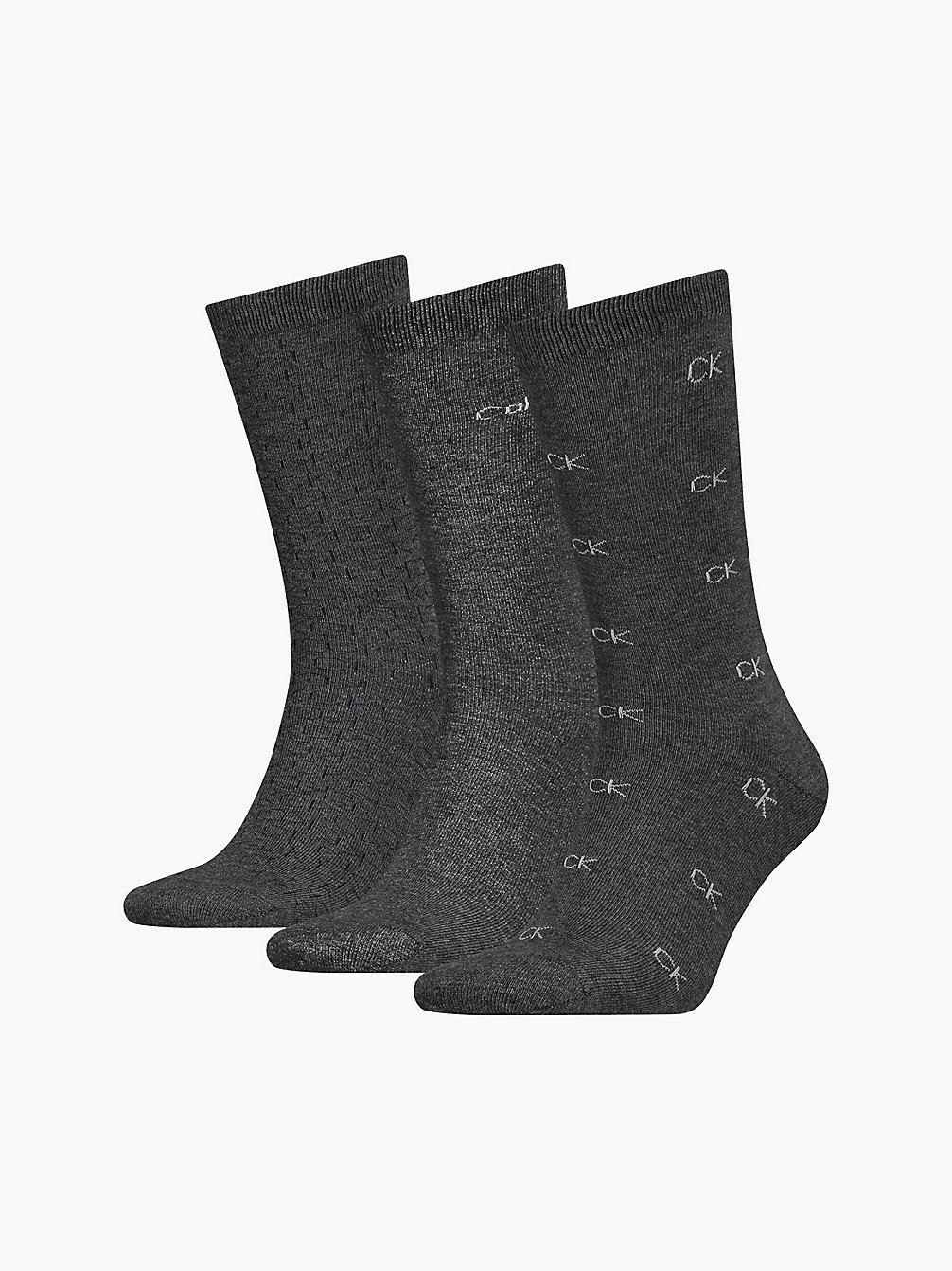 DARK GREY MELANGE 3 Pack Crew Socks Gift Set undefined men Calvin Klein