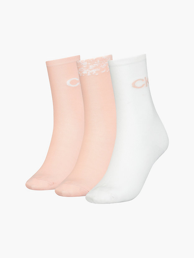 WHITE 3 Pack Crew Socks Gift Set for women CALVIN KLEIN
