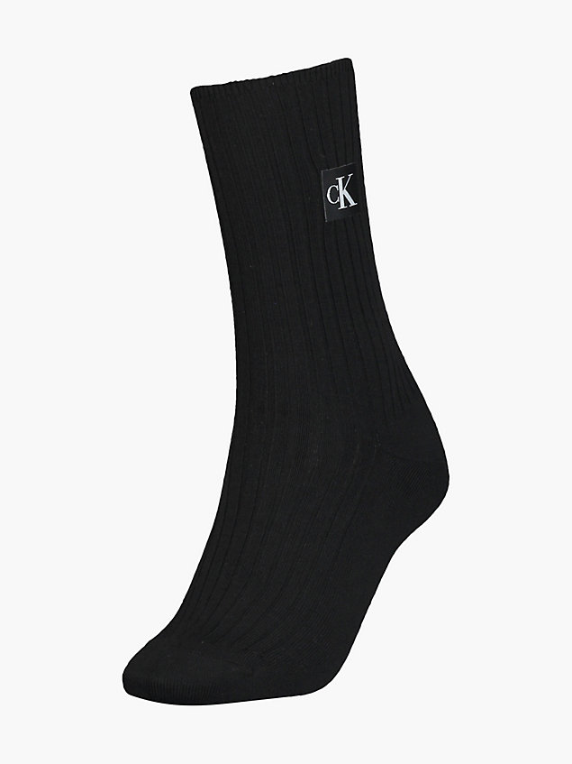 black logo-knöchelsocken aus wolle für damen - calvin klein jeans