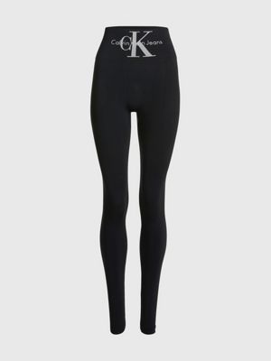 Calvin Klein Performance Logo Trim Leggings In Black Combo