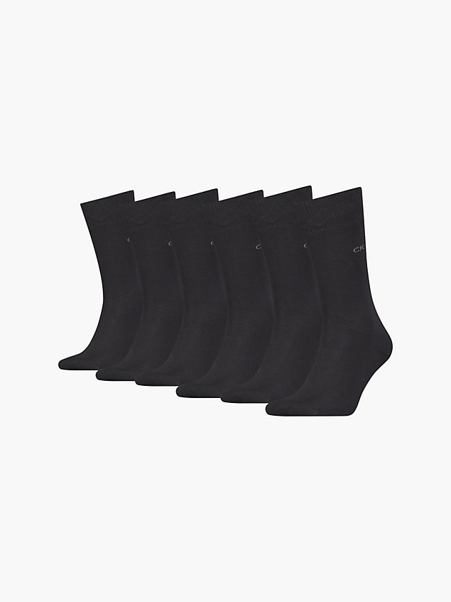 black 6-pack crew sokken voor heren - calvin klein