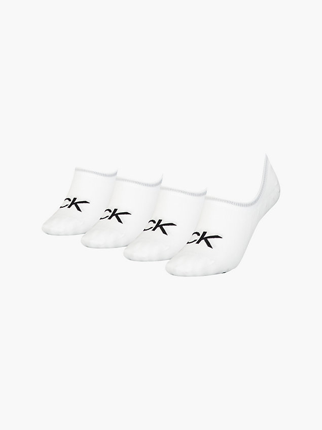 white zestaw 4 par skarpetek stopek dla kobiety - calvin klein