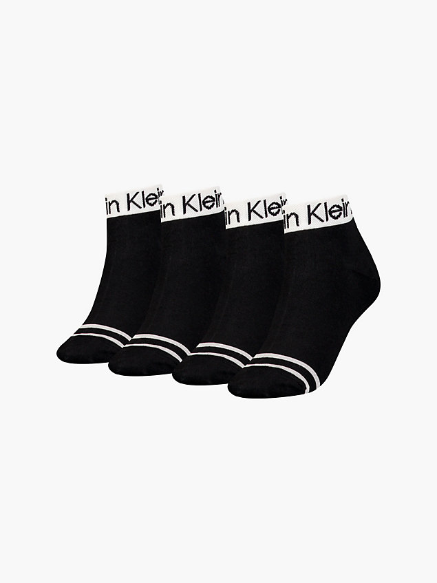 black 4-pack enkelsokken voor dames - calvin klein