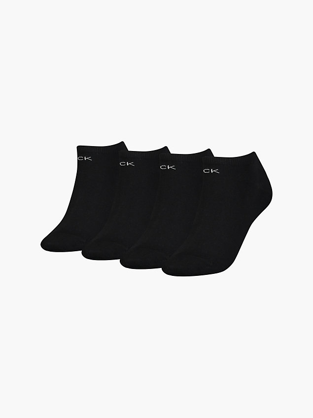 black 4-pack enkelsokken voor dames - calvin klein