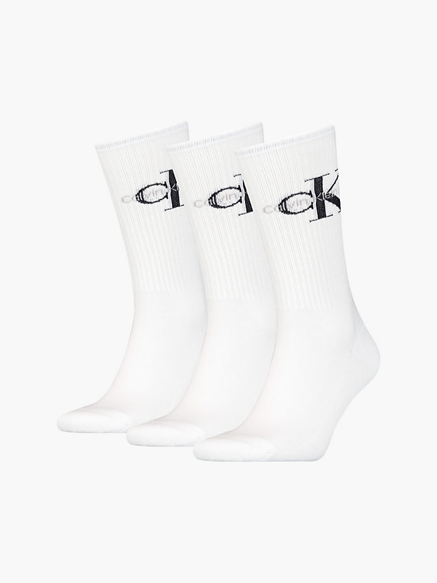 white 3 pack crew socks for men calvin klein jeans