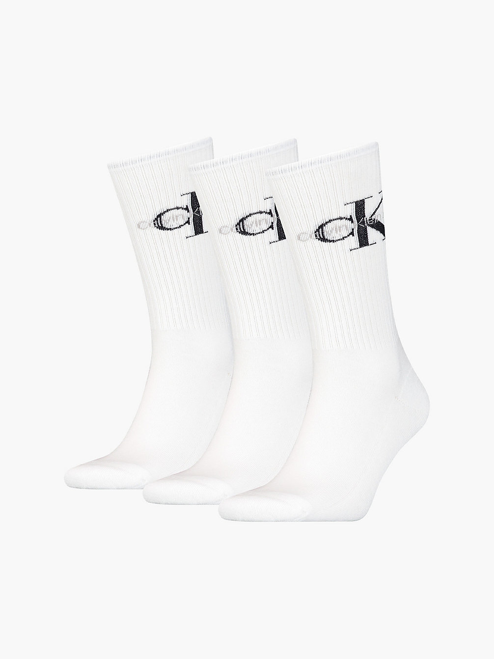 WHITE 3 Pack Crew Socks undefined men Calvin Klein