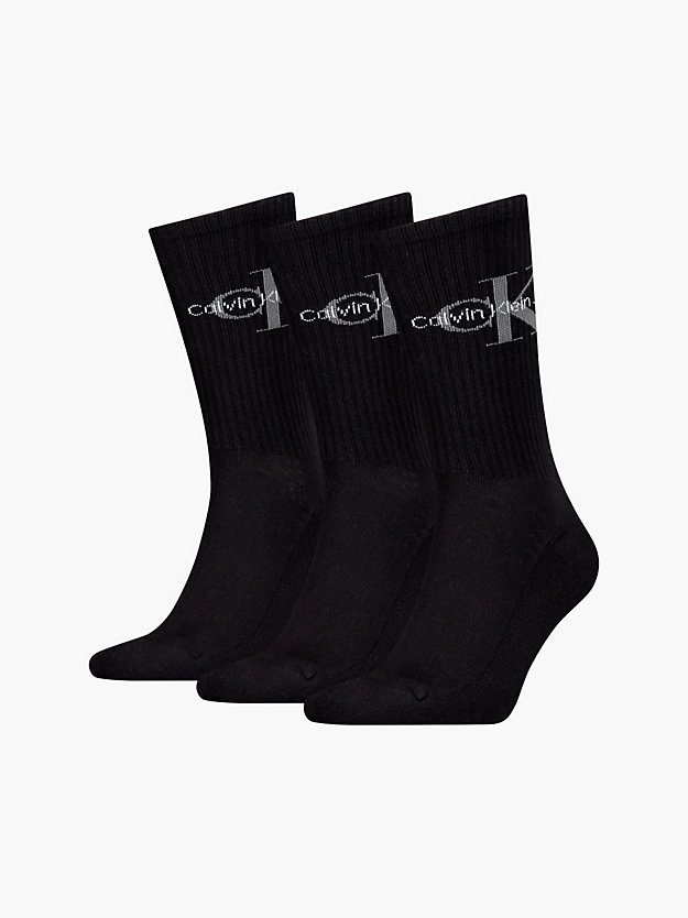 black 3 pack crew socks for men calvin klein jeans