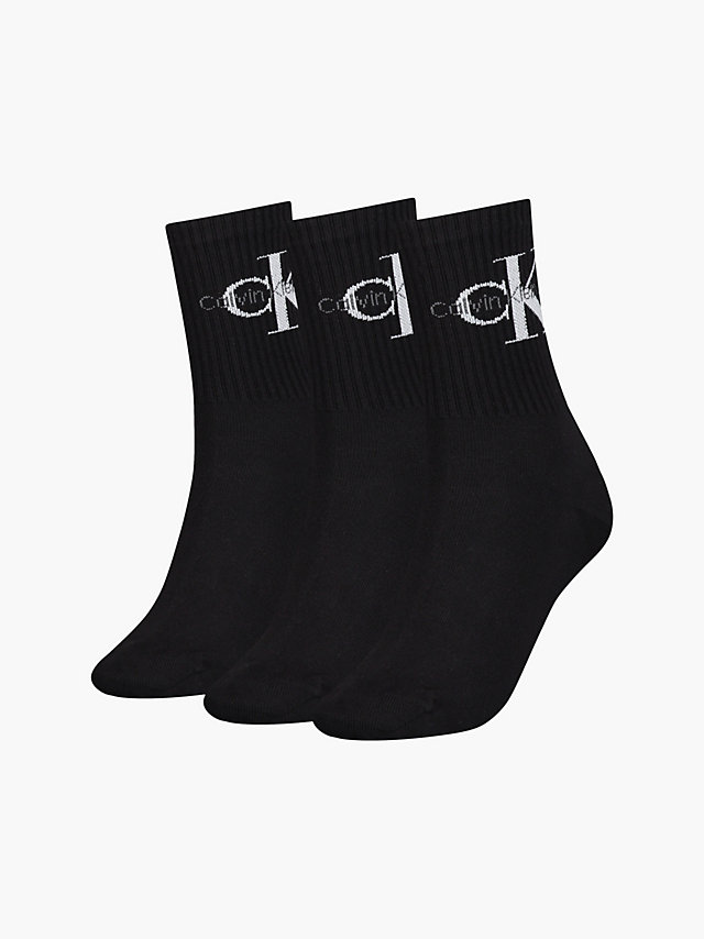 Black 3 Pack Crew Socks undefined women Calvin Klein