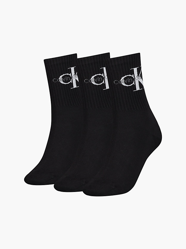 black 3 pack crew socks for women calvin klein jeans
