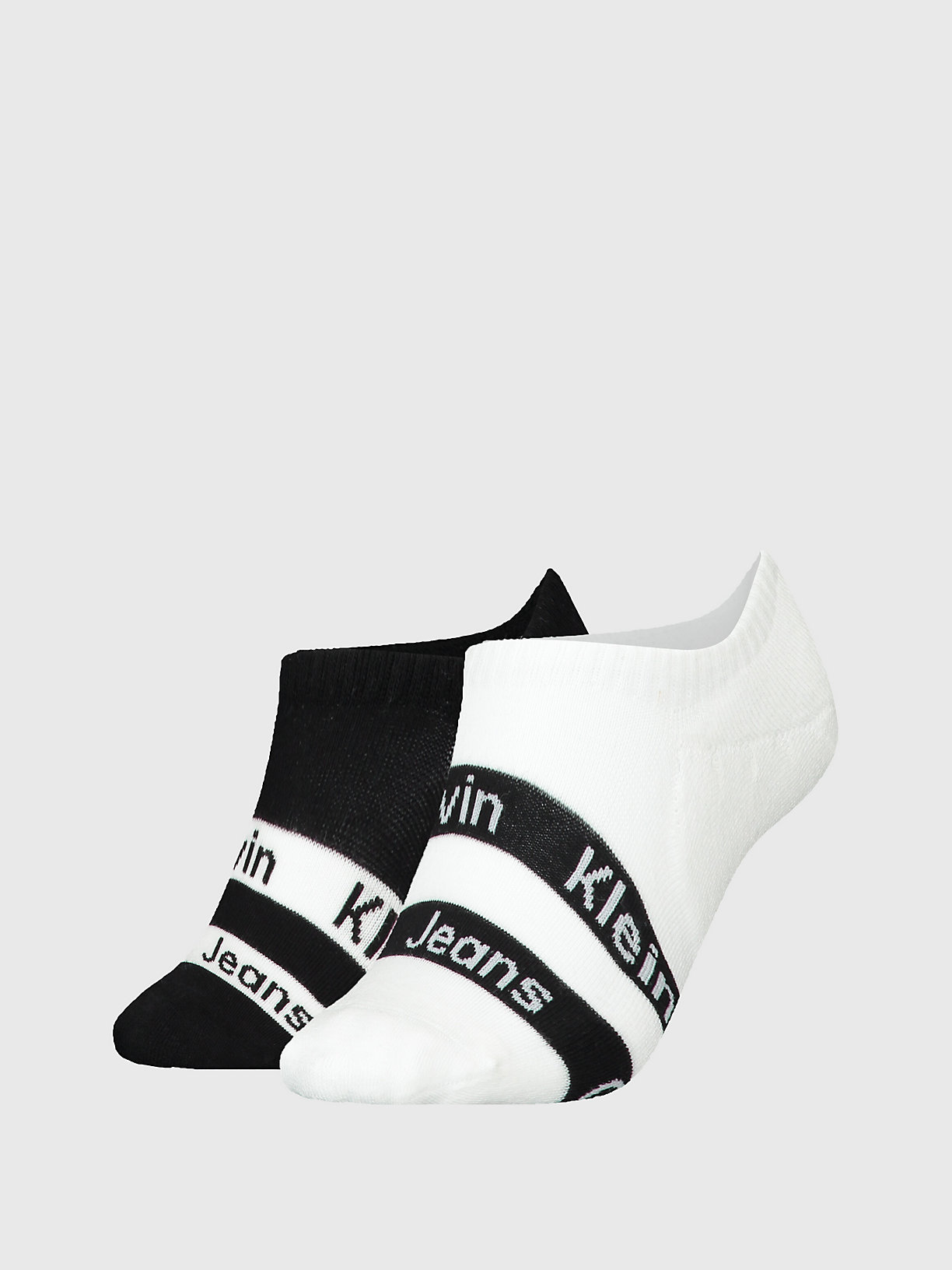 WHITE/BLACK Lot de 2 paires de chaussettes invisibles for femmes CALVIN KLEIN JEANS