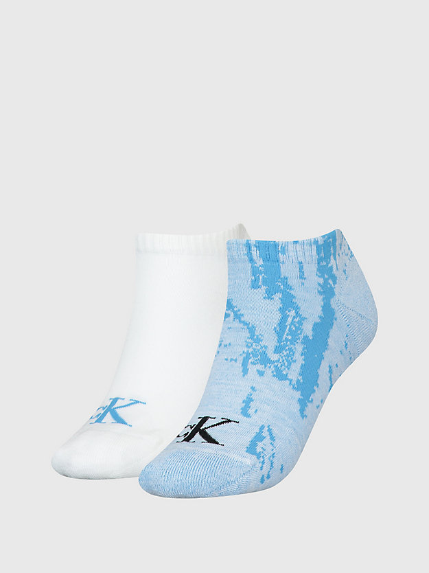 blue / white 2 pack ankle socks for women calvin klein jeans
