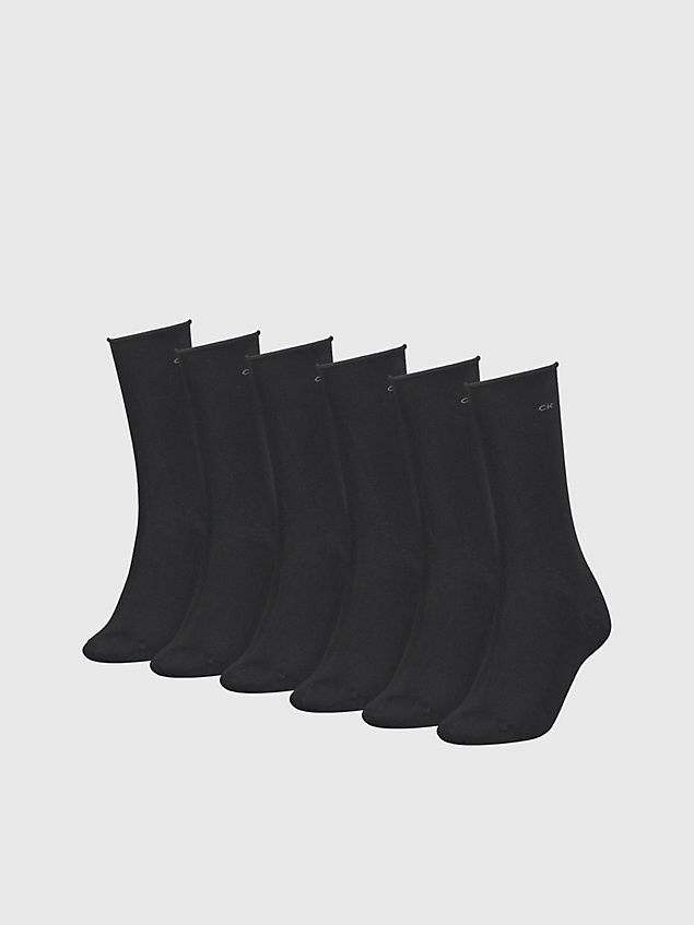 black 6-pack crew sokken voor dames - calvin klein