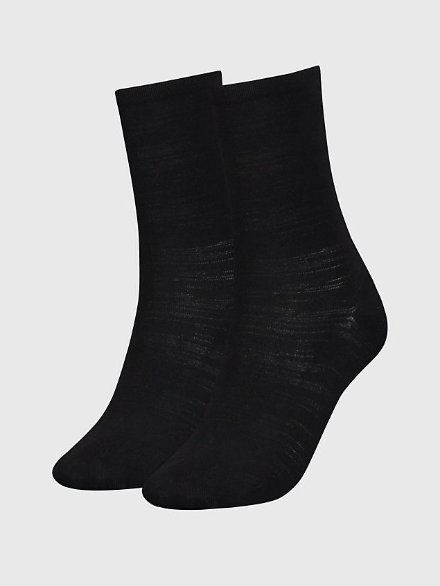 black 2-pack crew sokken voor dames - calvin klein