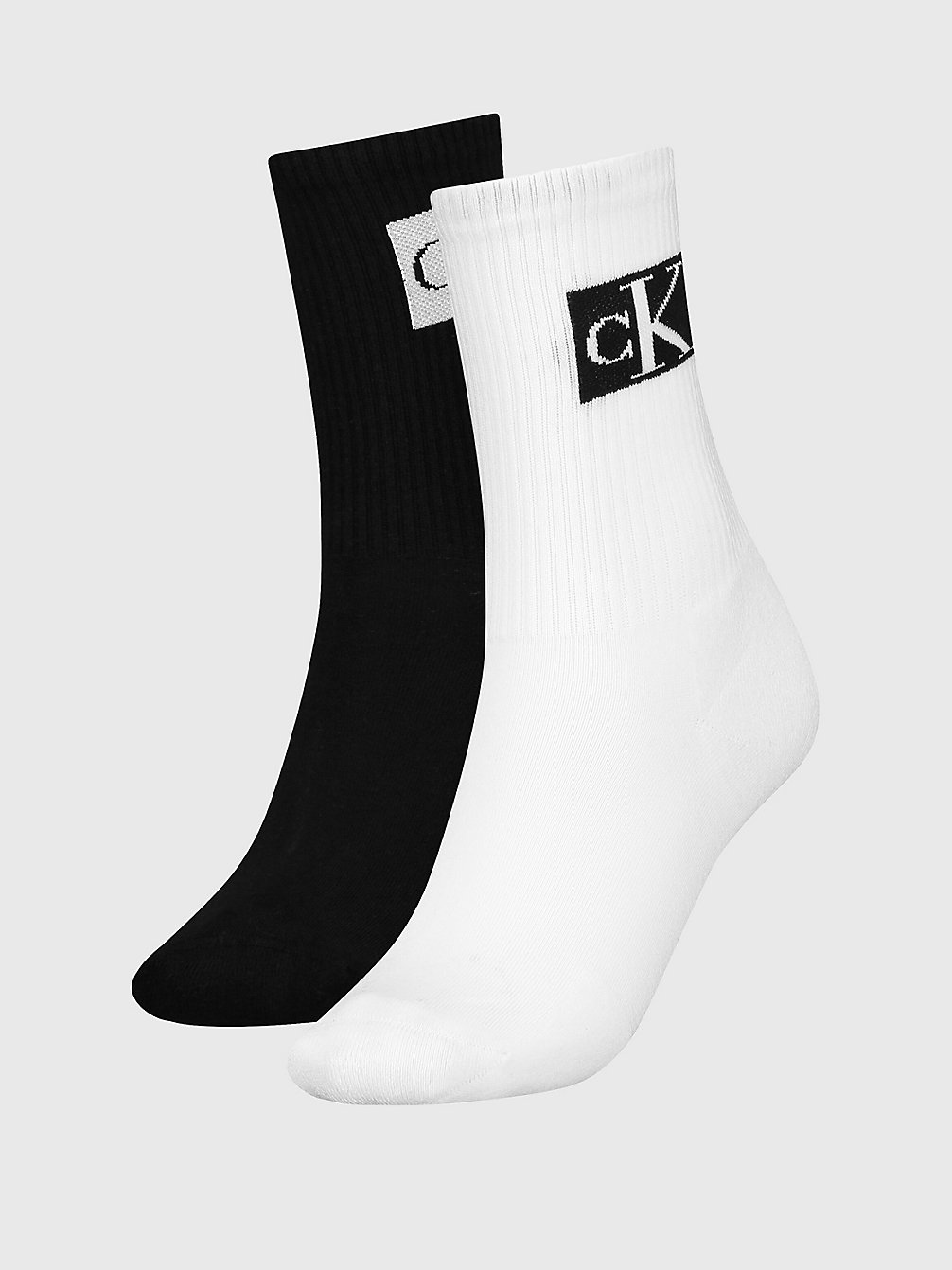WHITE / BLACK 2 Pack Crew Socks undefined women Calvin Klein
