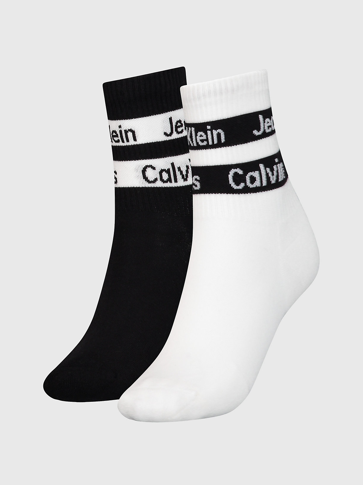 WHITE/BLACK 2 Pack Crew Socks for women CALVIN KLEIN JEANS