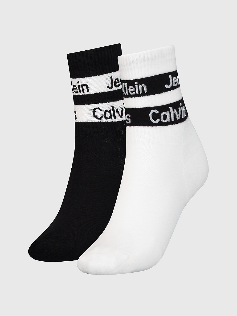WHITE/BLACK 2 Pack Crew Socks undefined women Calvin Klein